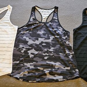 ZYIA Camouflage and Striped Tank Tops - Black, Gray, White